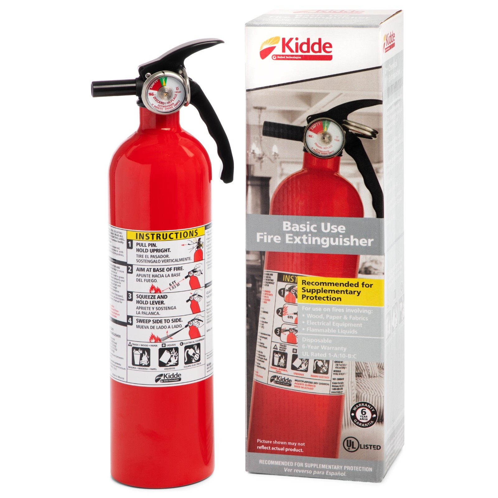 Kidde Multipurpose Home Fire Extinguisher, UL Rated 1-A:10-B:C, Model KD82-110AB