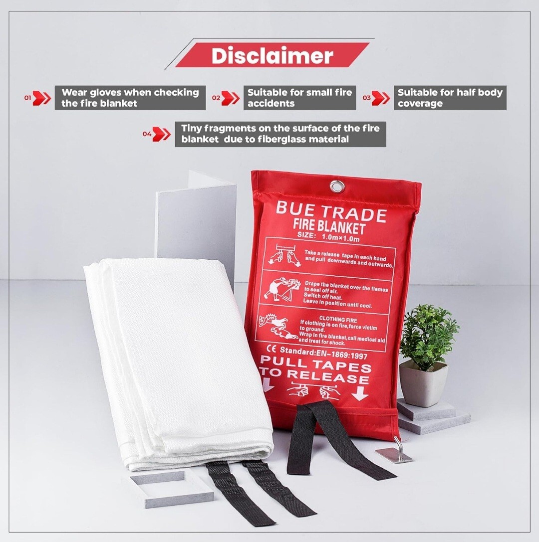 40″ x 40″ Emergency Fire Blanket Flame Retardant Protection, Fiberglass Fire…