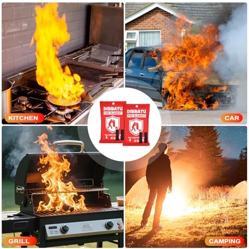 Fire Blanket for Home and Kitchen, Fire Blankets Emergency 40″x40″-2 Pack Red