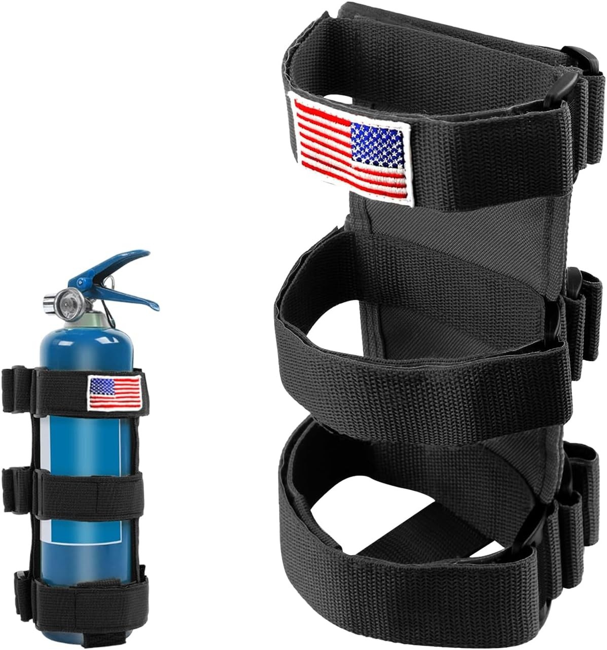 Adjustable Fire Extinguisher Holder Roll Bar Mount Strap USA Flag for Jeep SUV