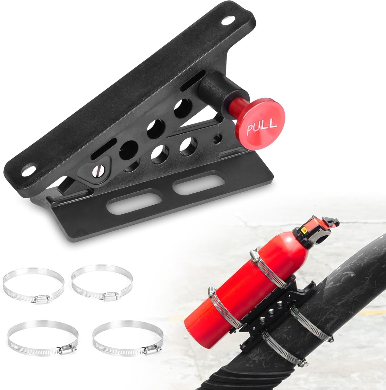Aluminum Fire Extinguisher Mount Bracket Kit Adjustable Quick Release Roll Ba…