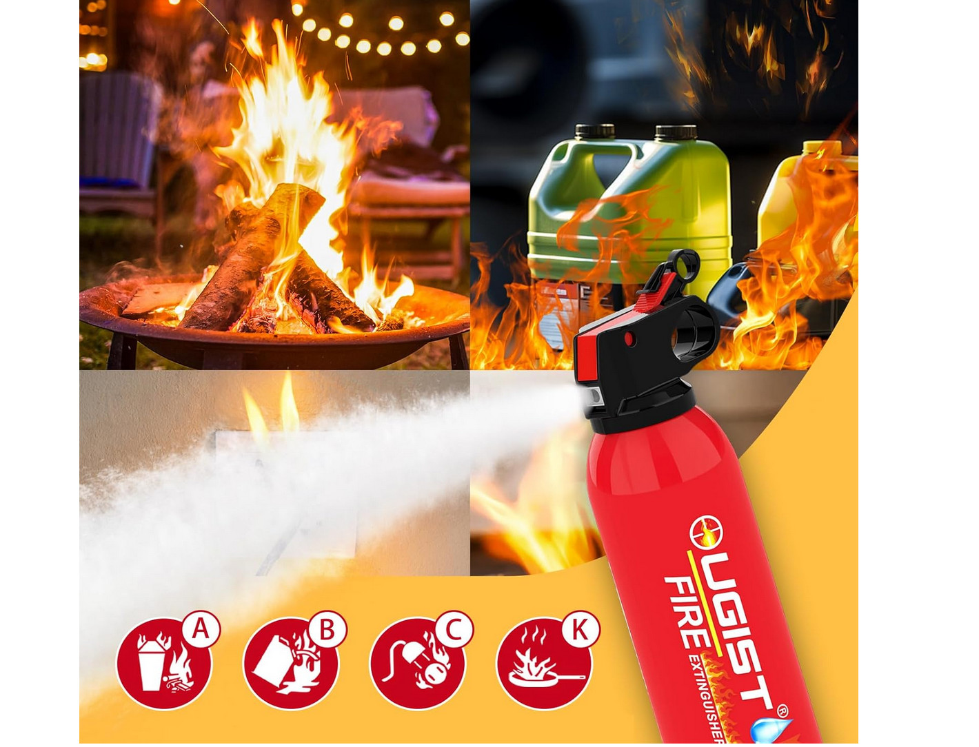 4 In1 Fire Extinguisher with Mount Fire Extinguishers for the House/Car/Kitchen