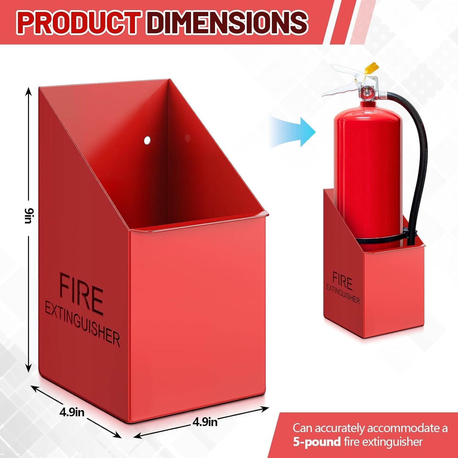 Fire Extinguisher Mount Wall Hook Bracket Include Screws, Fit 5lb Extinguishe…