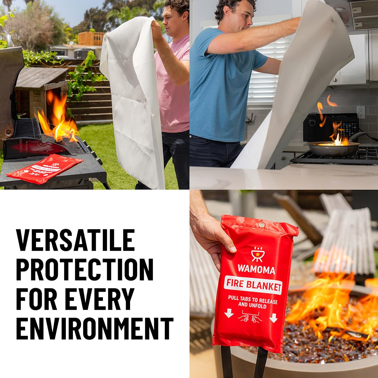 Fire Suppression Blanket with Hooks – Waterproof, Oil-Resistant, Fiberglass Fire