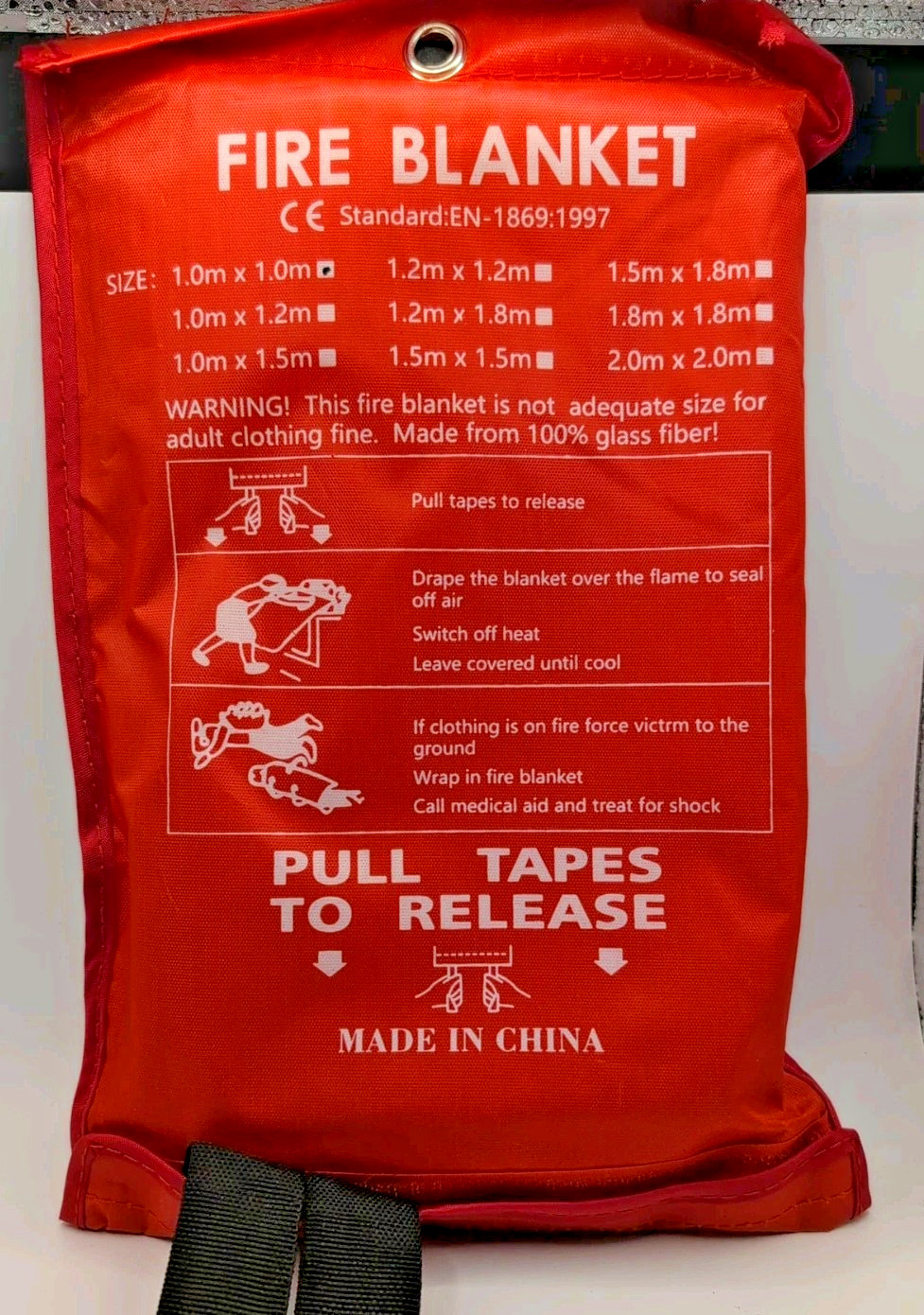 4 Pack Emergency Fire Blanket Fire Suppression 1m x 1m Fiberglass Woven 40×40″