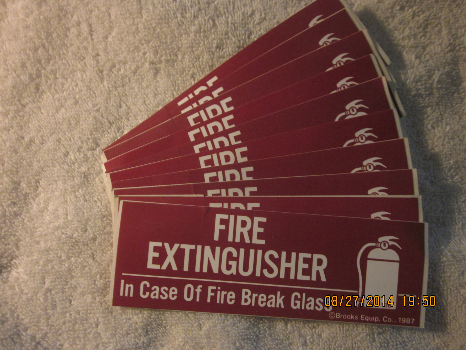 🔥🧯10-lot”FIRE EXTINGUISHER-BREAK GLASS” SELF-ADHESIVE VINYL SIGNS 2″ X 6″ NEW