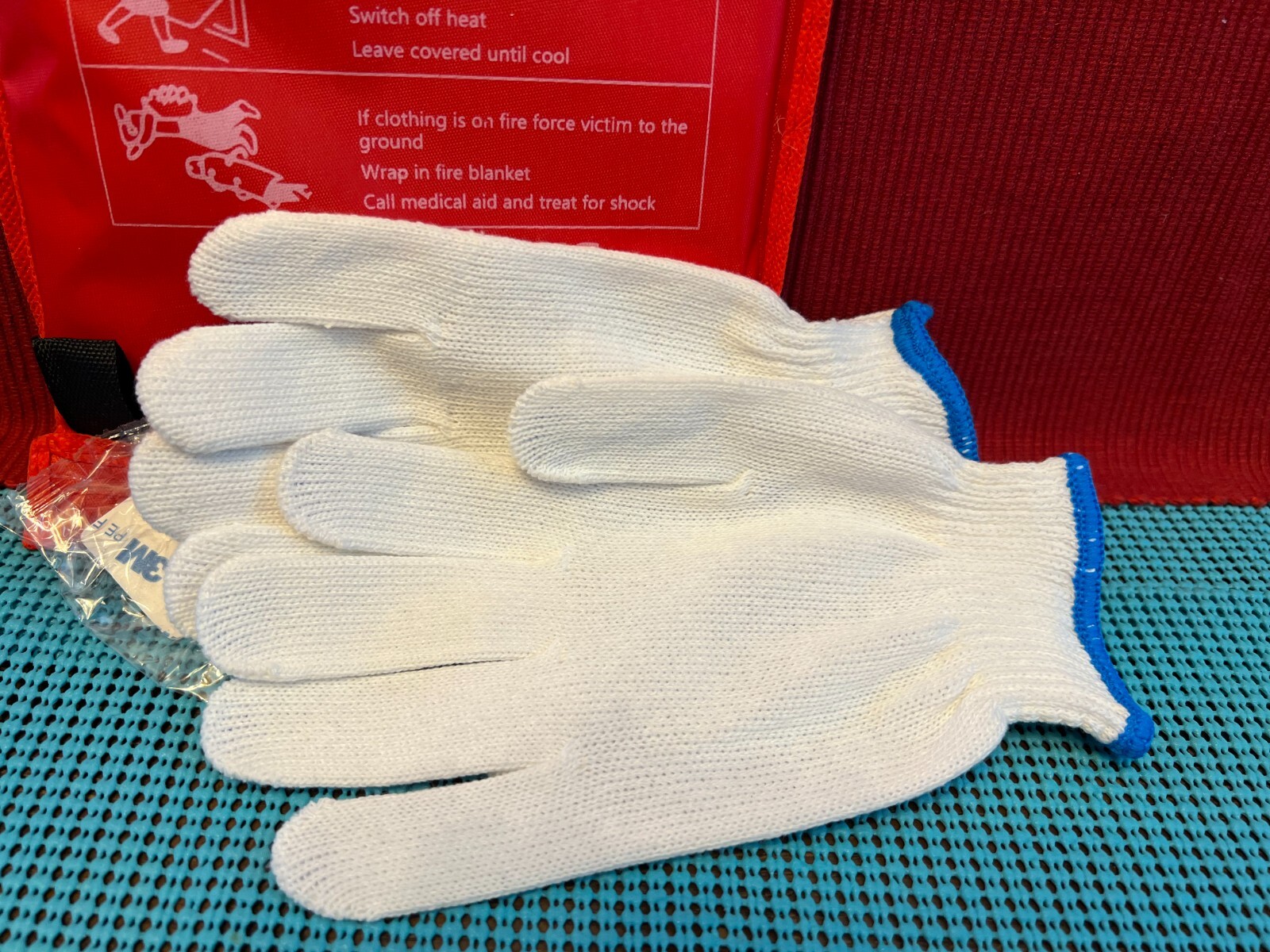 TWO (2) Emergency Fire Blankets with Hooks and Gloves ( 39″ X 39″ / 1m x 1m )