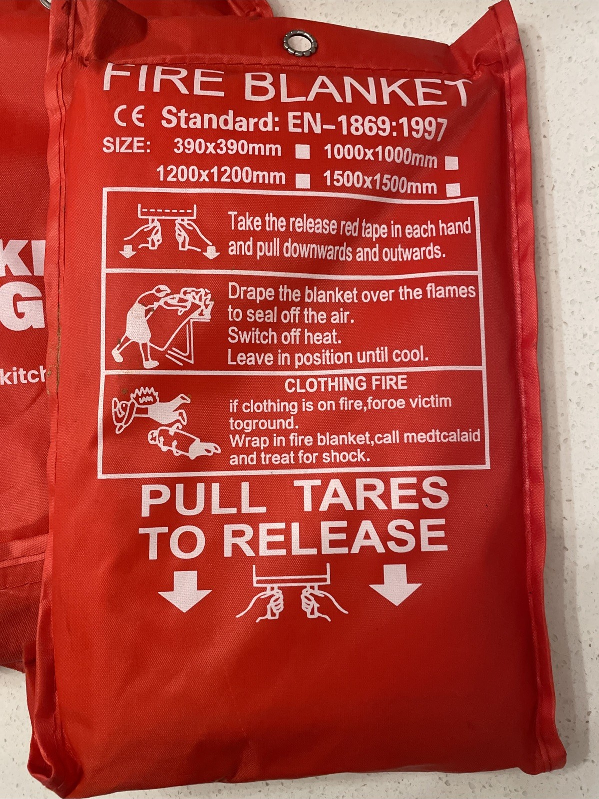 Lot of 3 Fire Blankets 39″x39″ Emergency Fire Suppression Safety Blankets