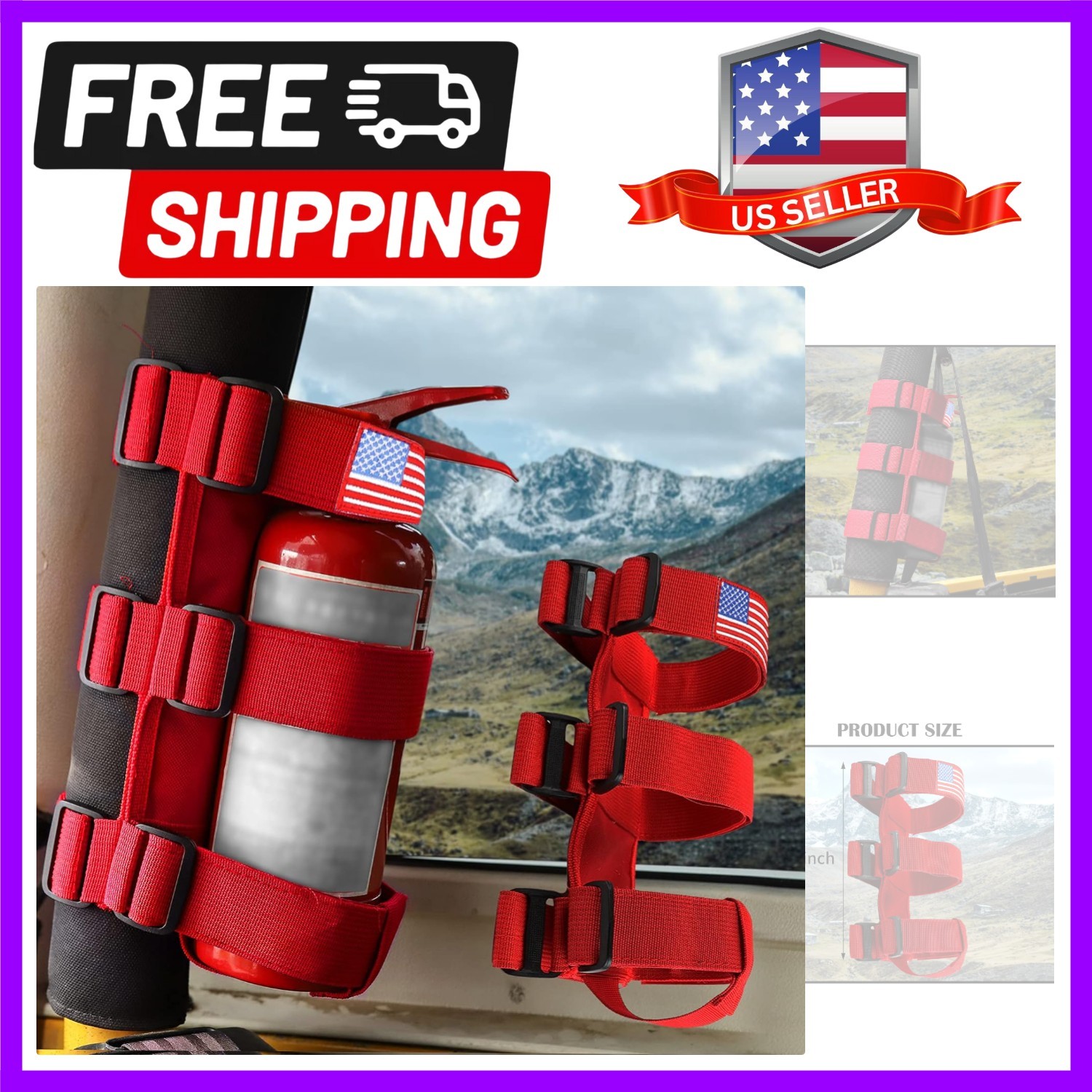 Adjustable Roll Bar Fire Extinguisher Mount Holder 3 lb for Jeep Wrangler Unl…