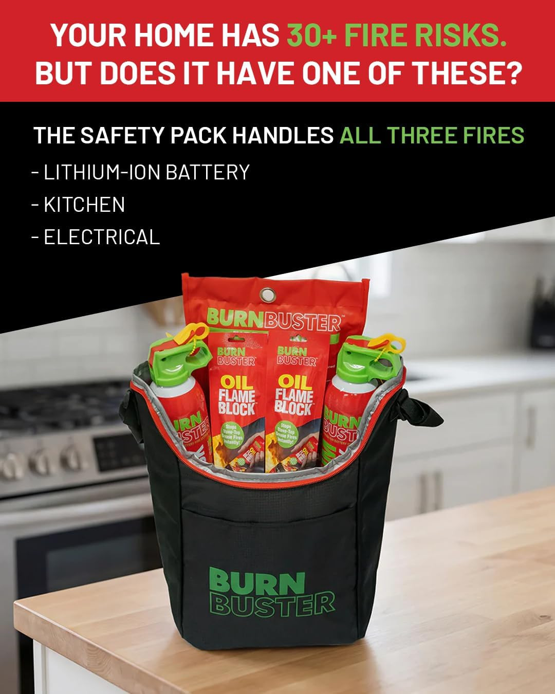 Fire Safety Pack of 6-2X Lithium-Ion Fire Suppression Gel, 2X Emergency Blanket