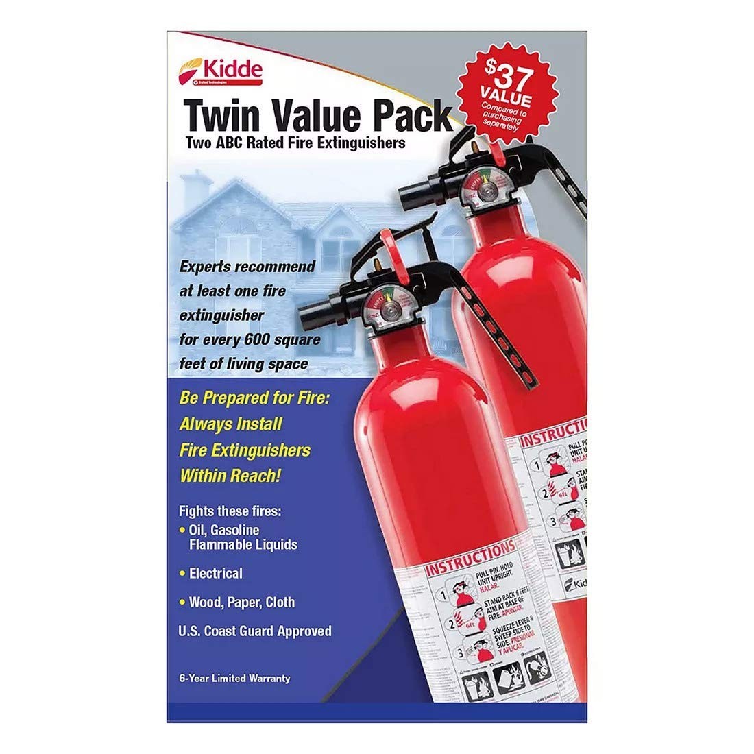 Multipurpose Fire Extinguishers 2 Pack – Home, Office, Kitchen Safety Red