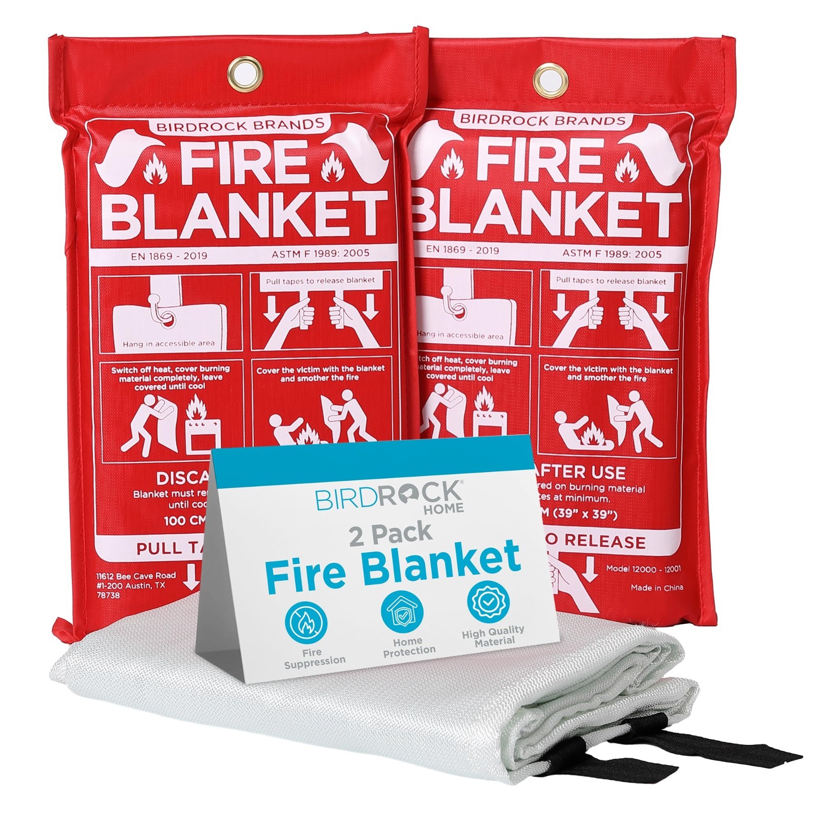 Fire Blanket for Home & Kitchen | Emergency Fire Suppression | CE Approved | 2 P