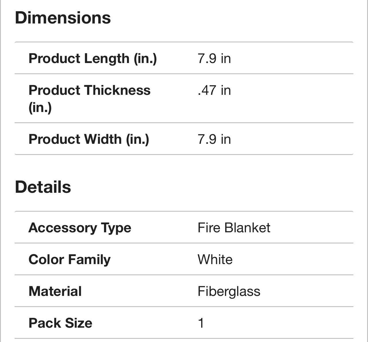 New in Box 40 in. x 40 in. Fiberglass Fire Extinguisher Blanket