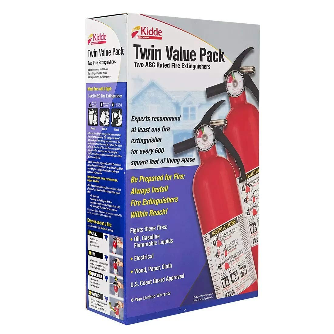 Multipurpose Fire Extinguishers 2 Pack – Home, Office, Kitchen Safety Red