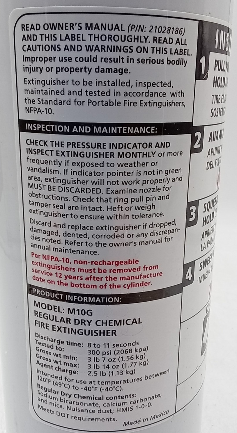 10-B:C Fire Extinguisher with Metal Valve White Marine Boat Auto Vehicle Safety