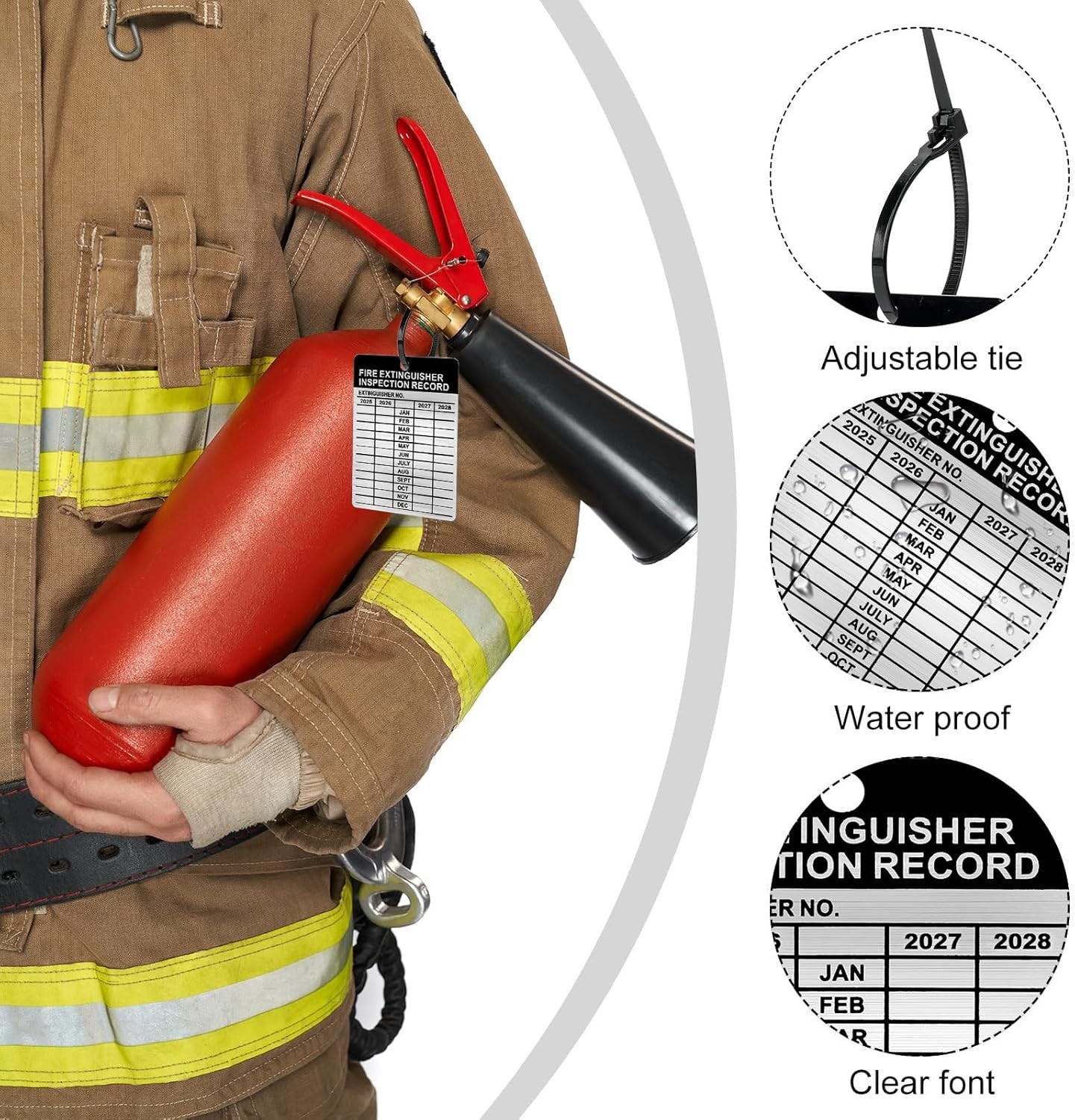25 Set Metal Inspection Tags 2024-2027 Aluminum Fire Extinguisher Tags Wire Ties