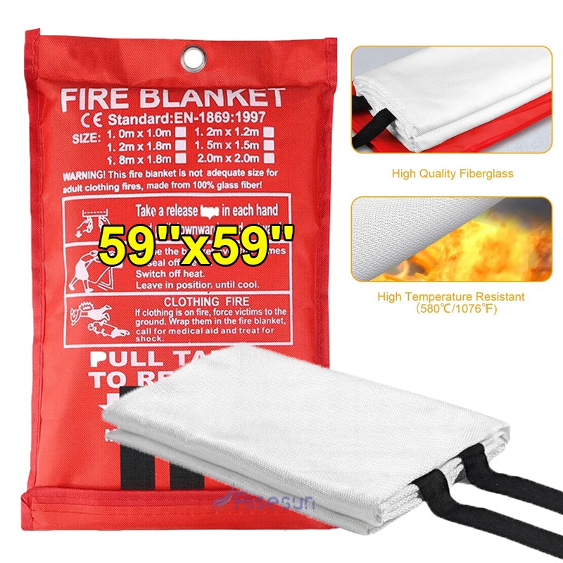 Fiberglass Fire Blanket 1/2/4/6PCS, Emergency Home Retardant Prepared 59”x59”
