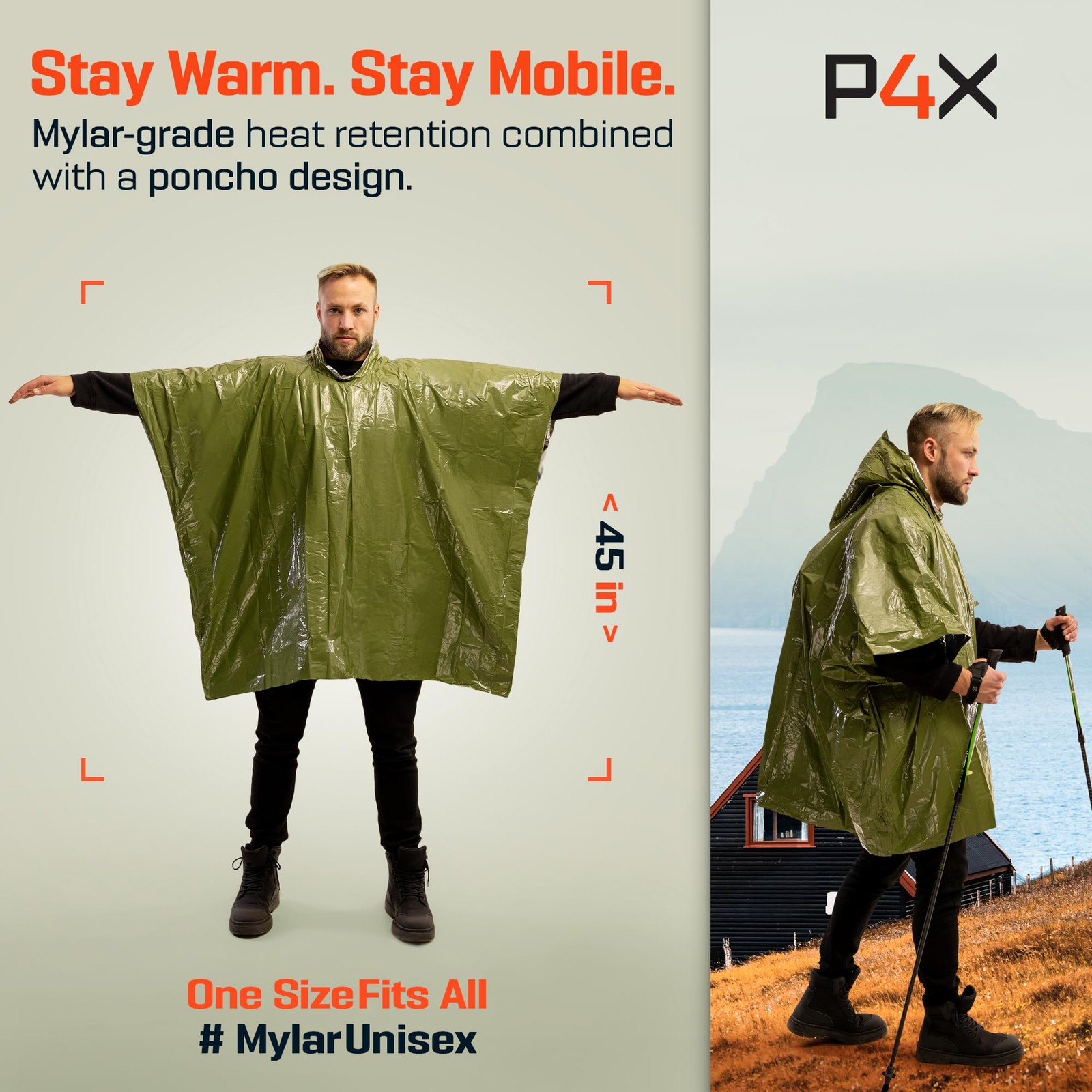 Emergency Poncho with Mylar Blanket Liner – Heavy Duty, Waterproof, Wind-Resi…