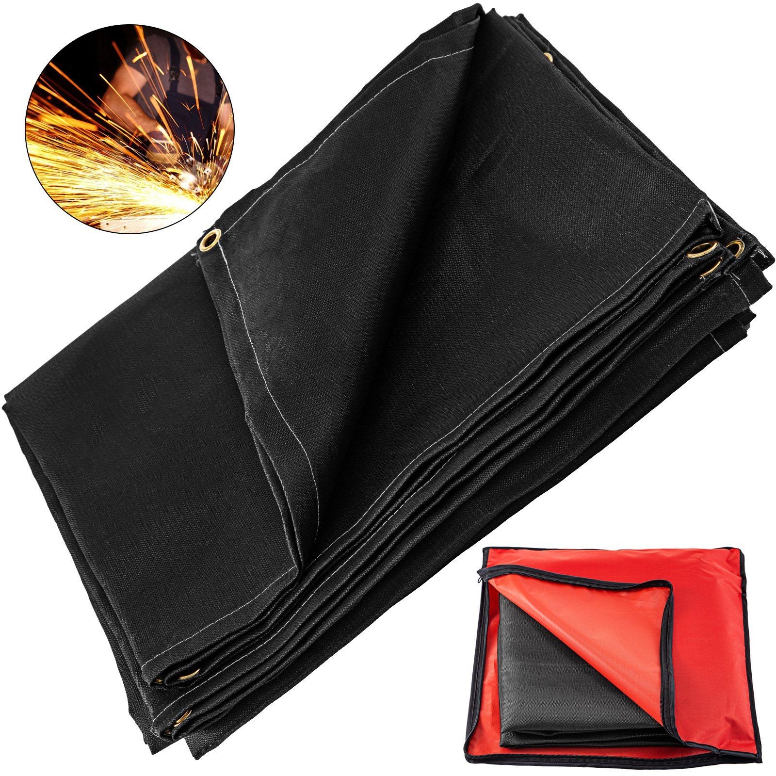 Heavy-Duty 10x10ft Fiberglass Fire Blanket 550°C Flame Retardant Grommeted