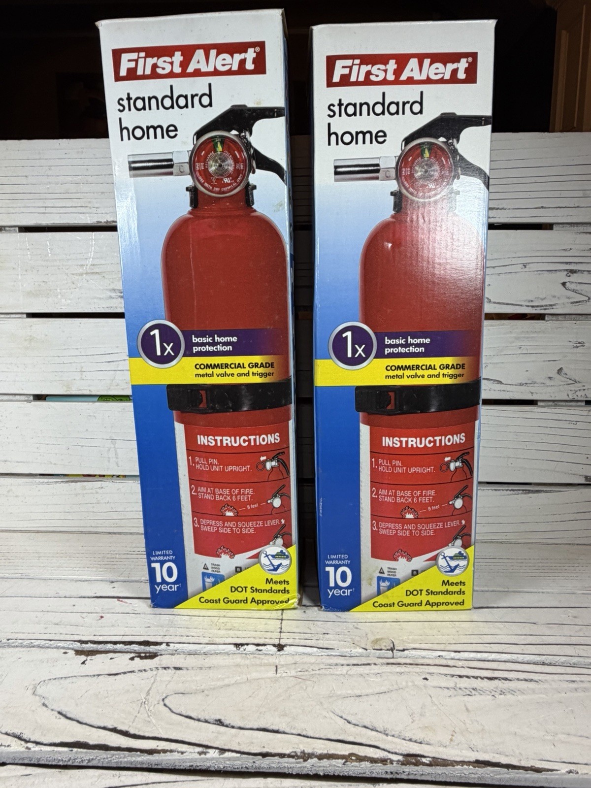 First Alert Garage Fire Extinguisher Metal Valve & Trigger Rechargeable Lot Of 2