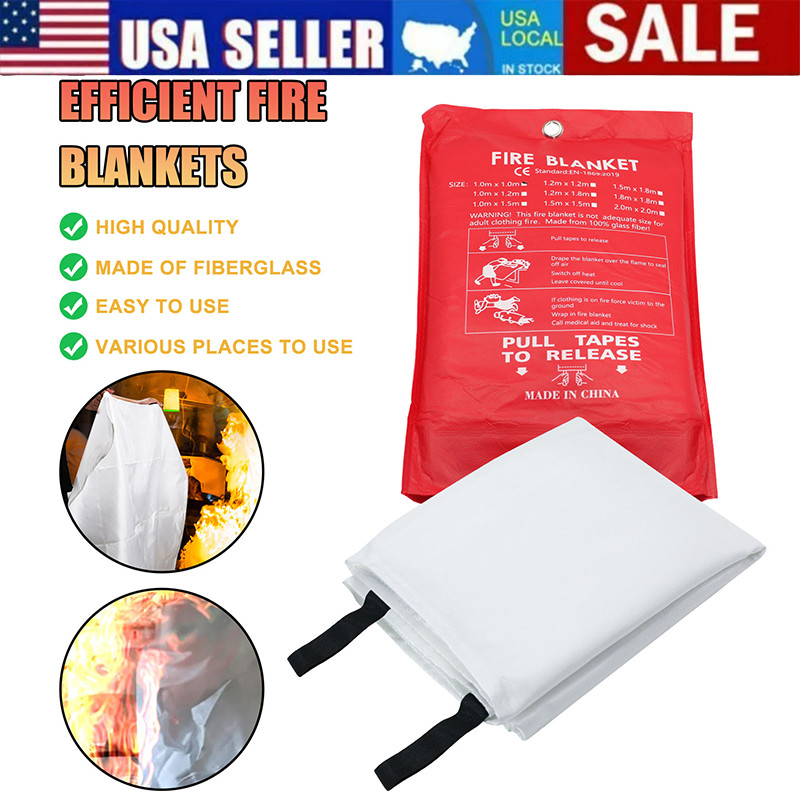 US 39”x39” Large Retardant Blankets Fire Blanket Fiberglass Prepared Emergency
