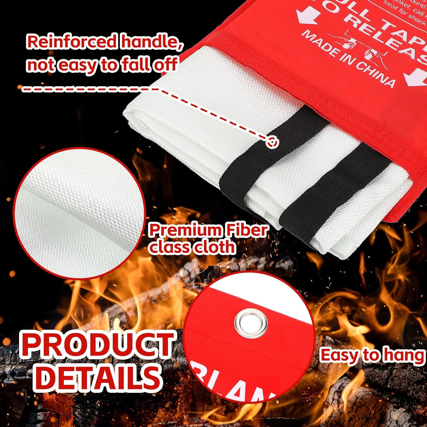 12 Pack Fire Blanket 39″x39″ – Emergency Safety Suppression for Home & Travel