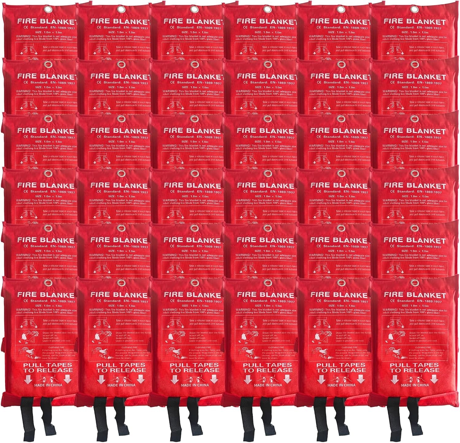 24 Packs Fire Blanket – 39.37×39.37 Inches 1100℉ Heat Resistant Emergency Fire