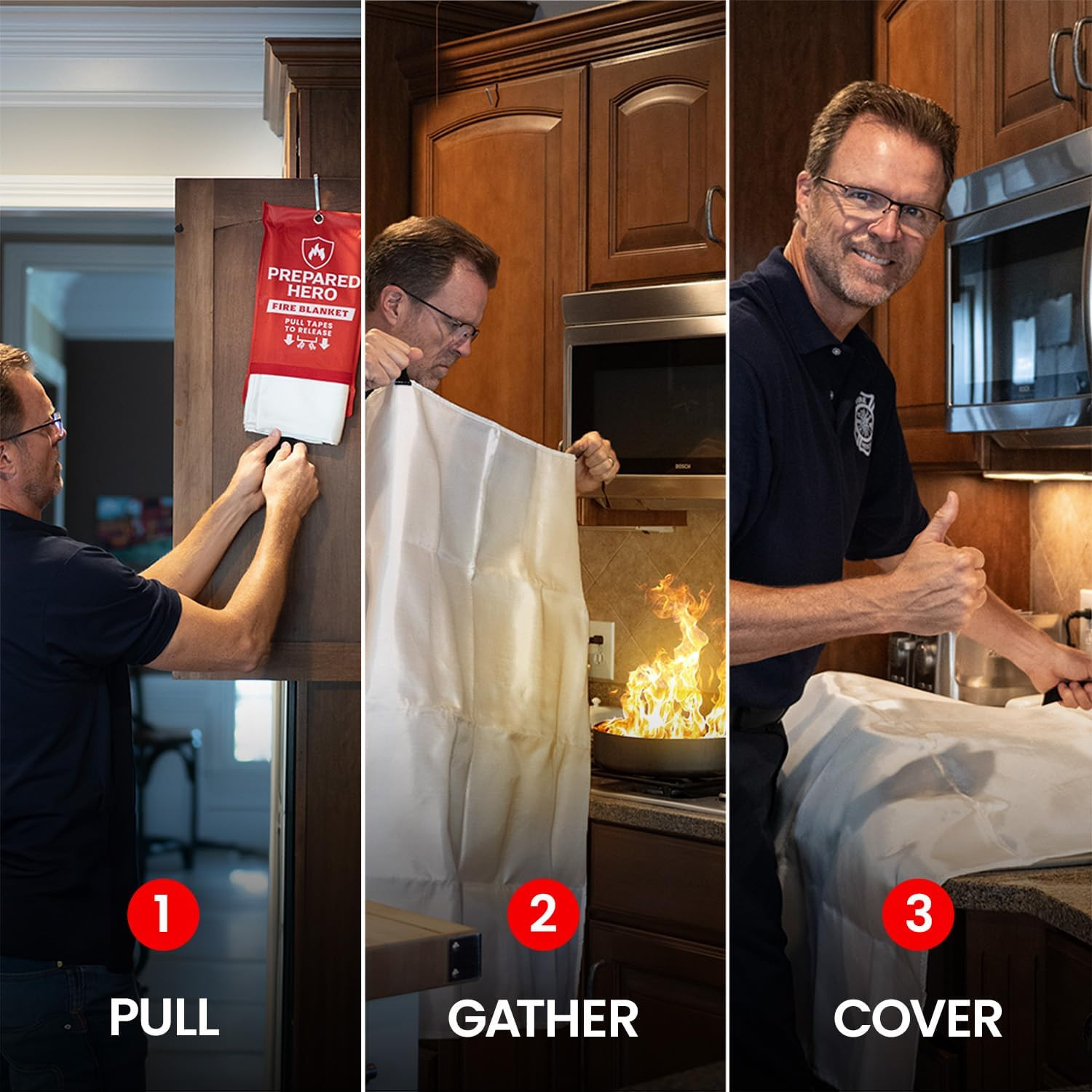 Emergency Fire Blanket – 2 Pack – Fire Suppression for Kitchen, 39” X 39” Fiberg