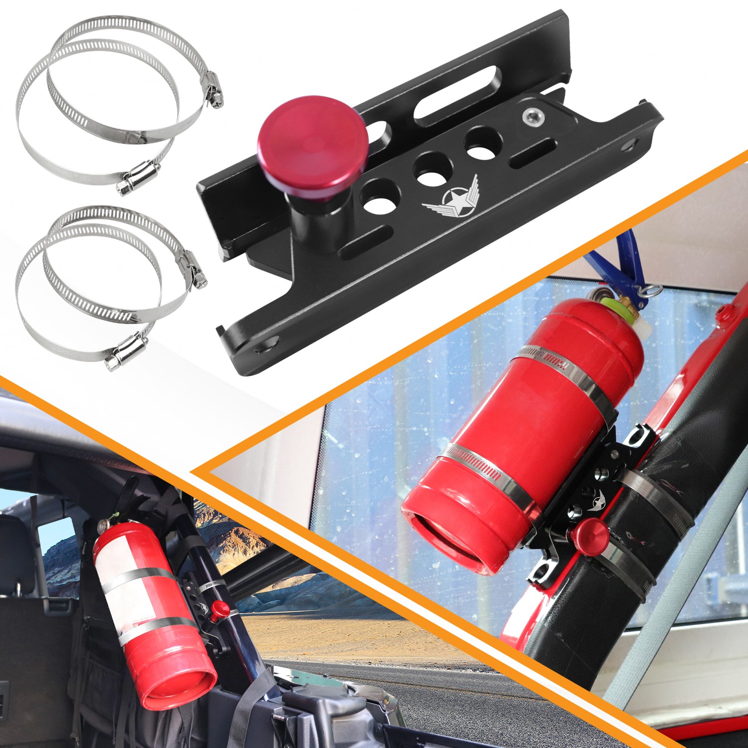 Fire Extinguisher Bracket for Jeep Wrangler Gladiator Ford Bronco Polaris Can Am