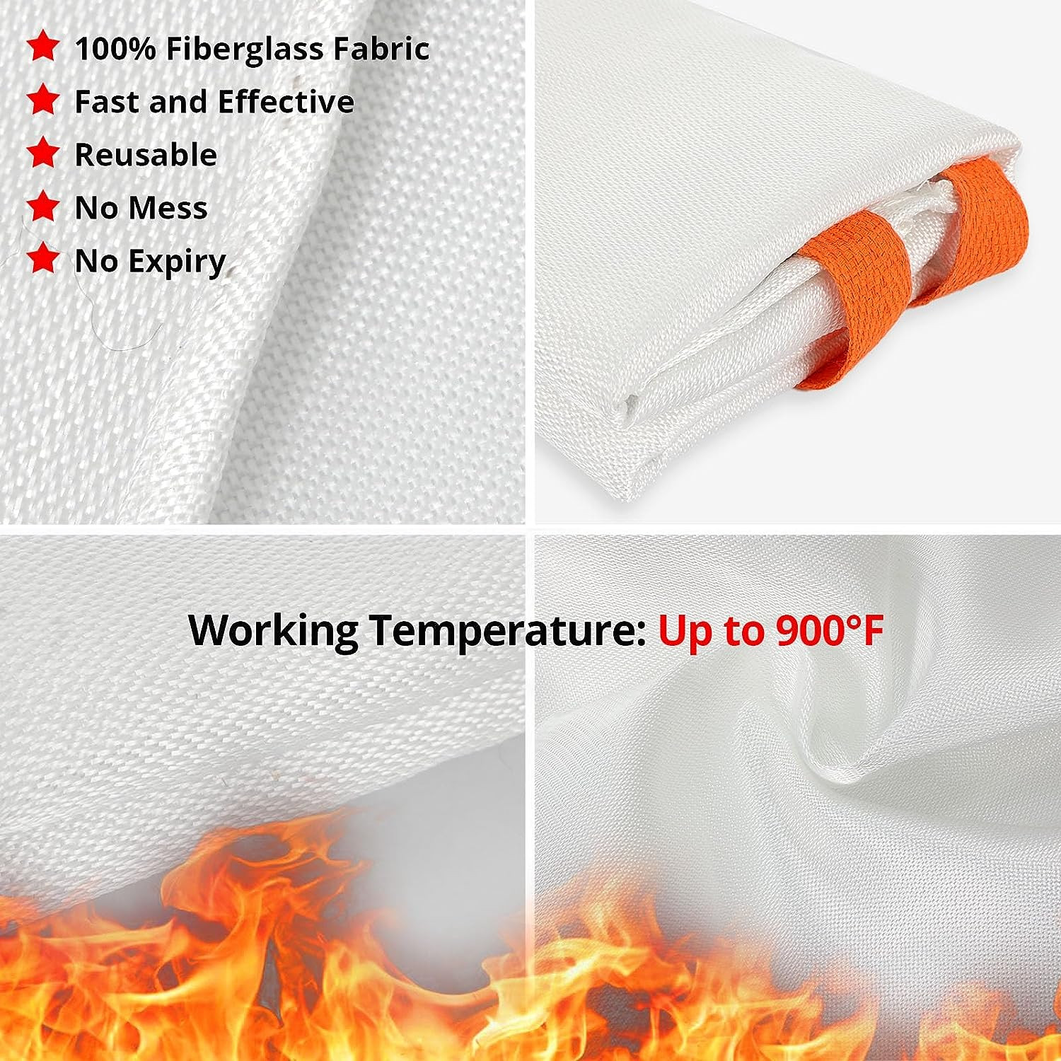 Emergency 2 Pack 40″X40″ Flame Suppression Fiberglass Fire Blankets Emergency S