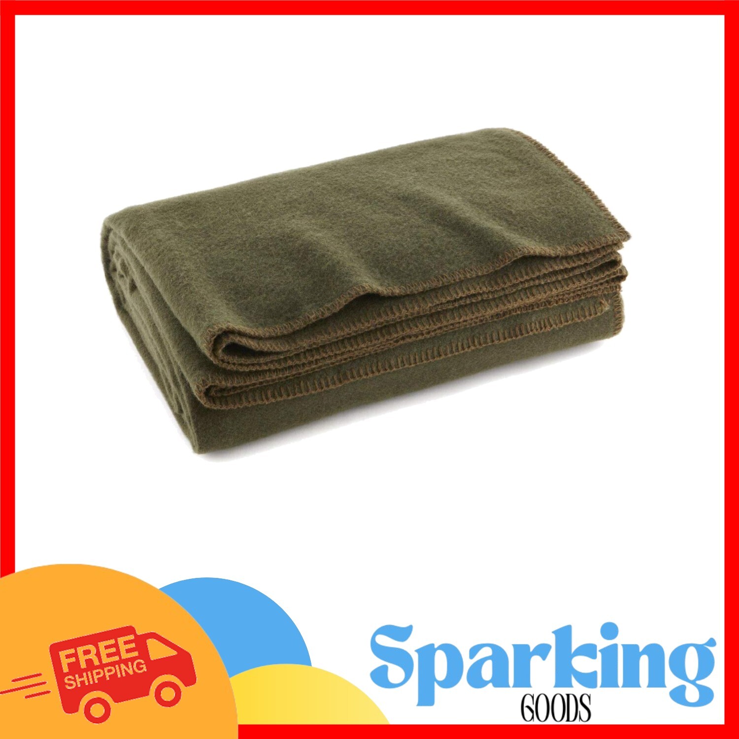Heavyweight Olive Green Fire Retardant Blanket 66″ x 90″ – Ideal for Emergencies