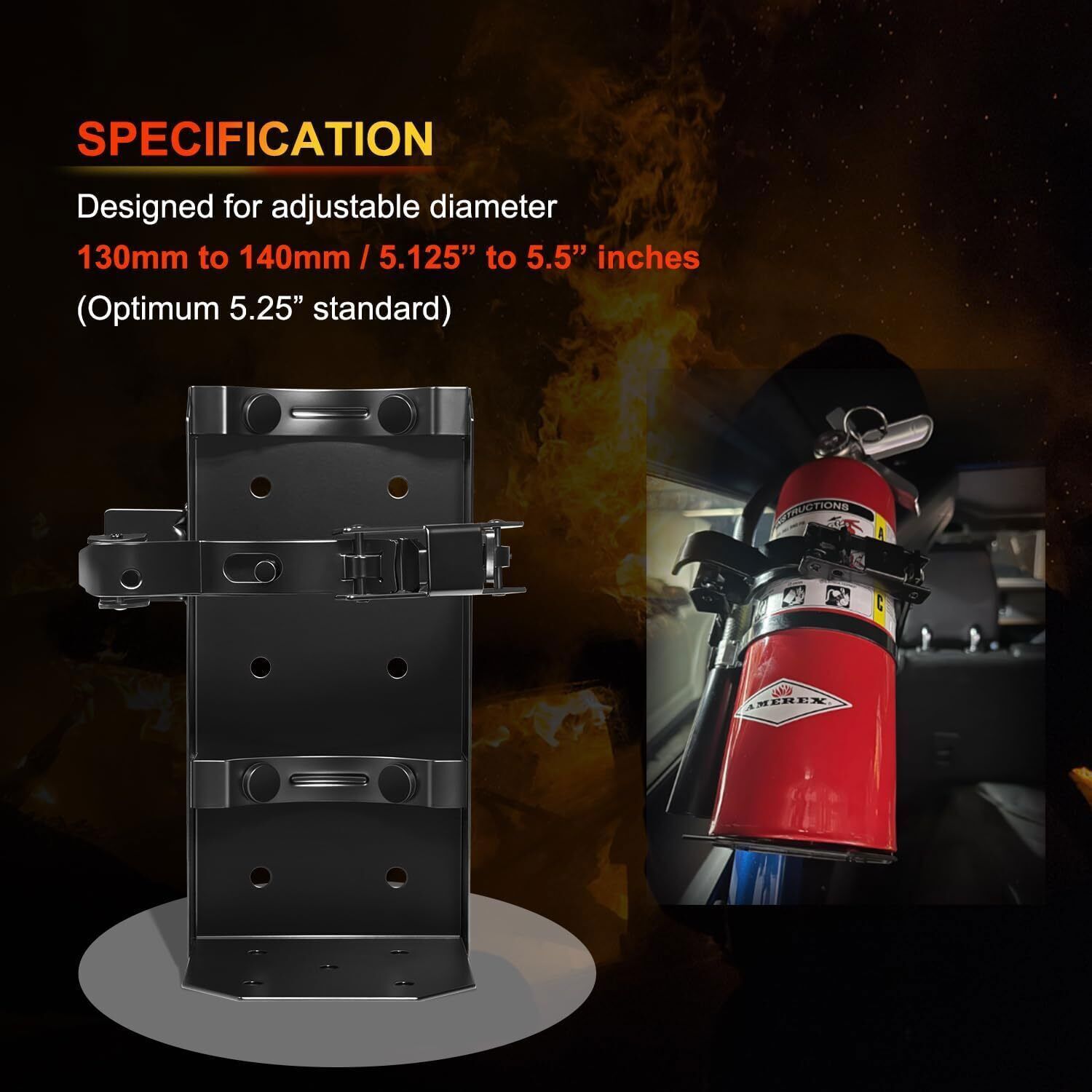 Heavy Duty 10/5 LB Dry Fire Extinguisher Vehicle Bracket Universal 809 5.25″ dia