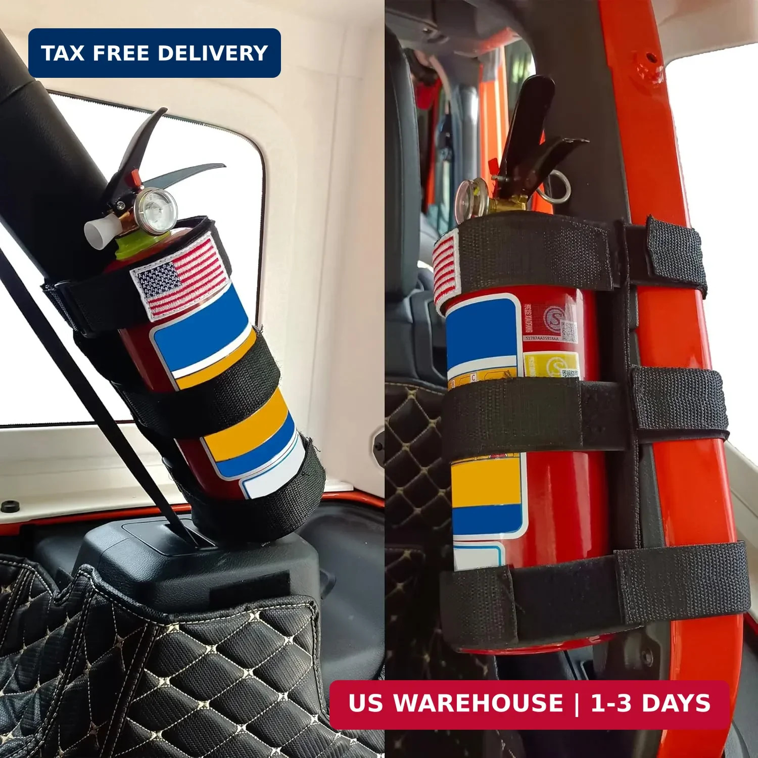 Black Fire Extinguisher Holder Roll Bar Adjustable Strap Brackets Fits for Jeep