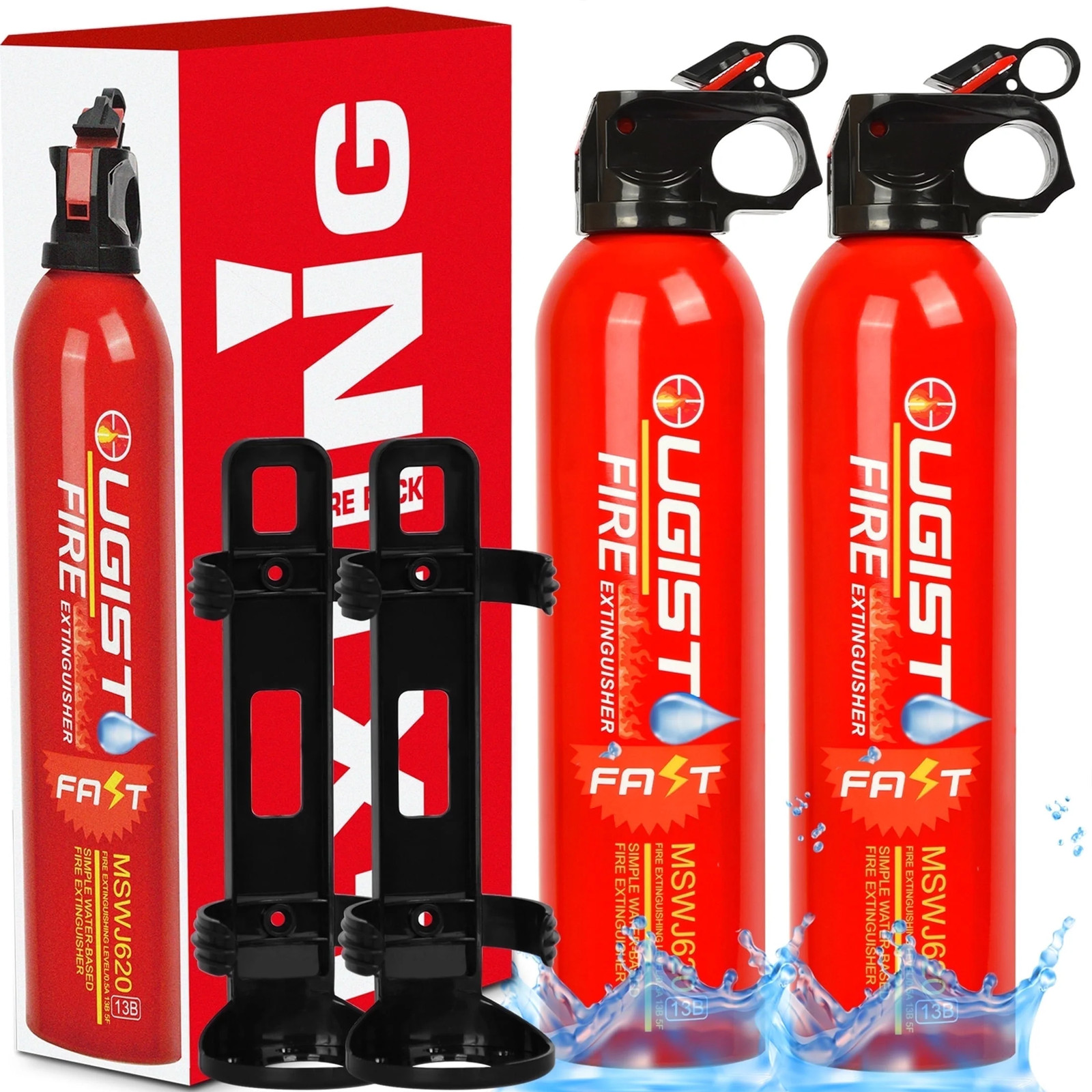 Safety Fire Extinguisher Special Water Based with Brackets, 2 Pieces