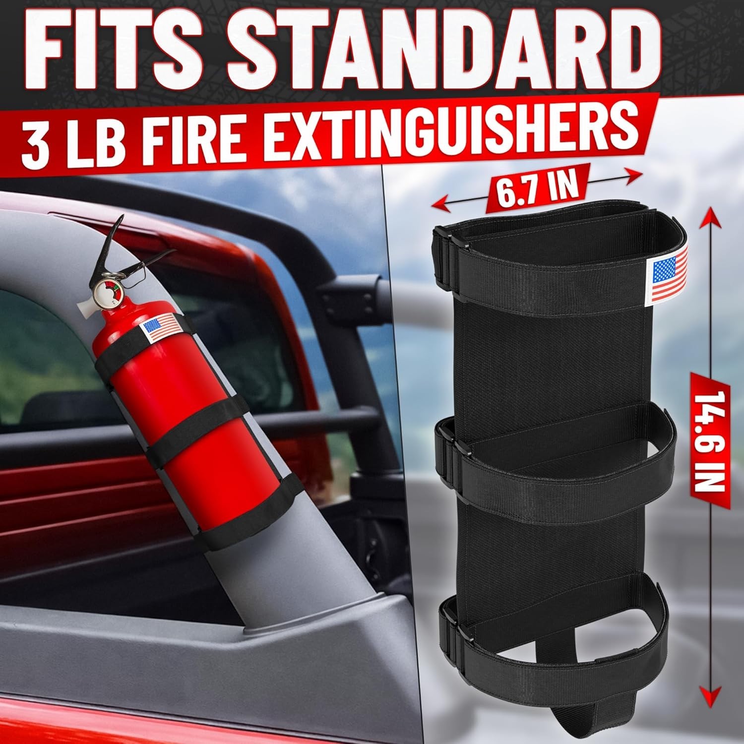 Patriotic Fire Extinguisher Mount for Vehicles – Quick Release, No-Drill, for…
