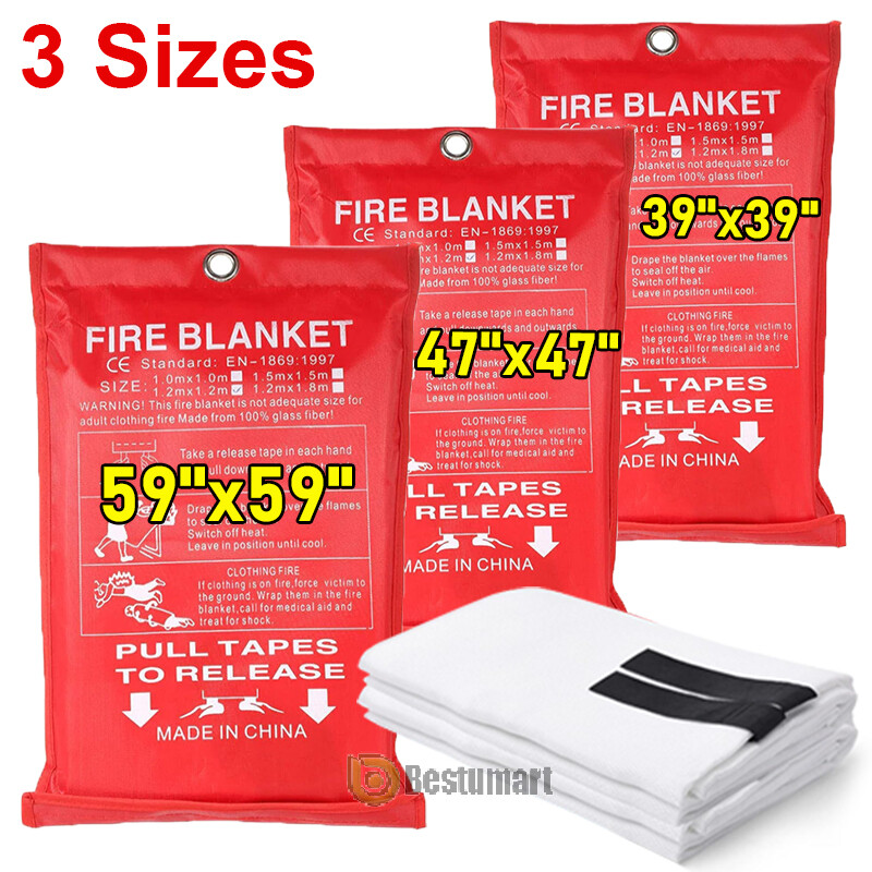 LARGE FIRE BLANKET 2-6Pack, 59”x59” Fiberglass Retardant Prepared Emergency