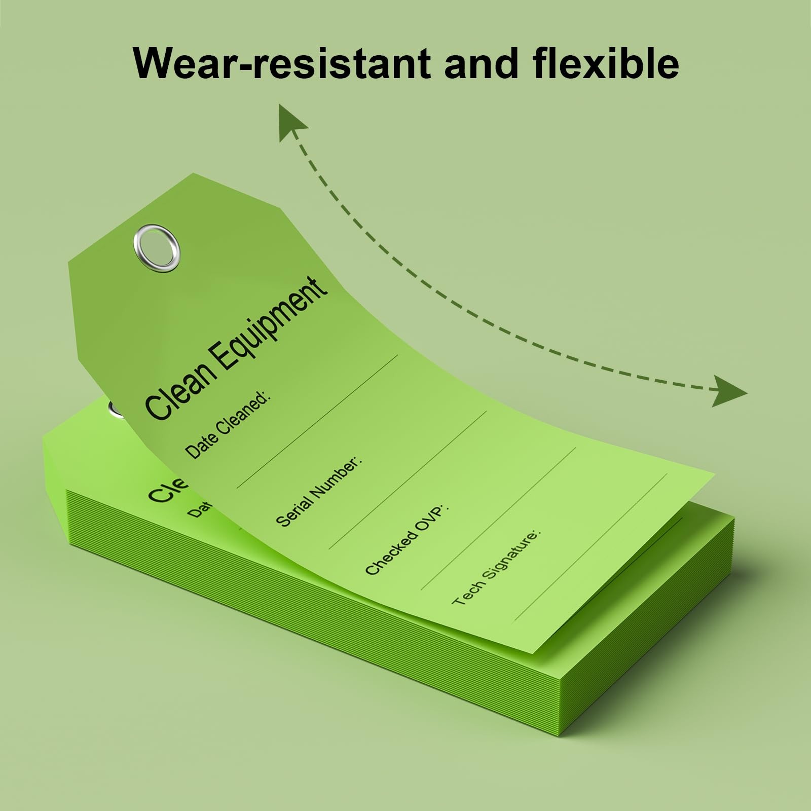 Clean Equipment Tags with Wire – 500 Pack Green (2 5/16 x 4 3/4 Inch) – Clean…