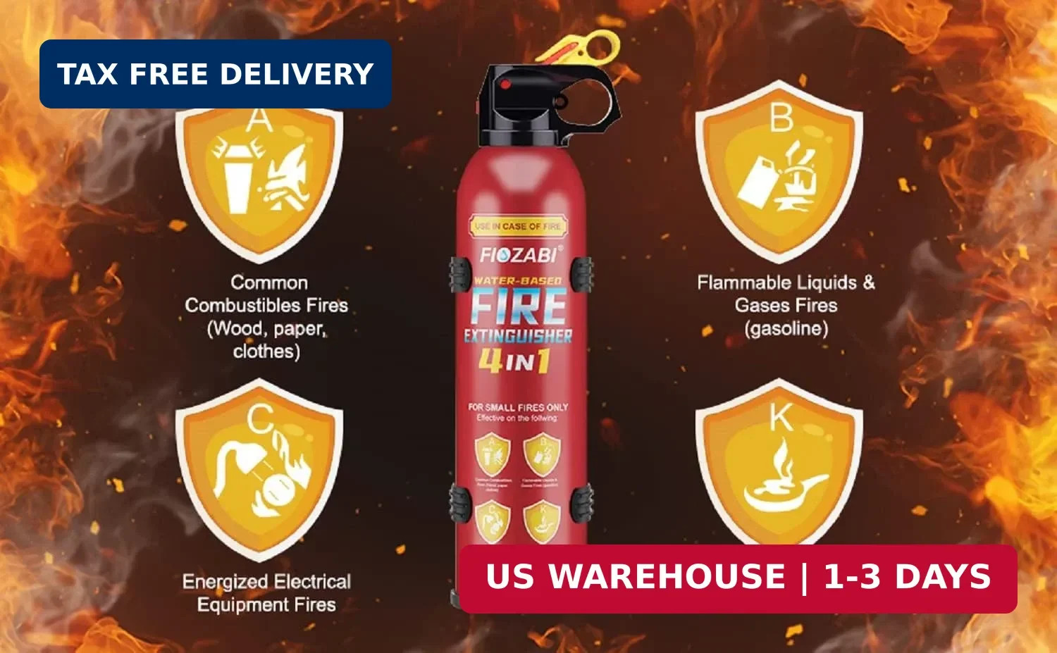 2 PACK Portable Fire Extinguisher Spray 4 in-1 With Bracket for The House/Car/Ki