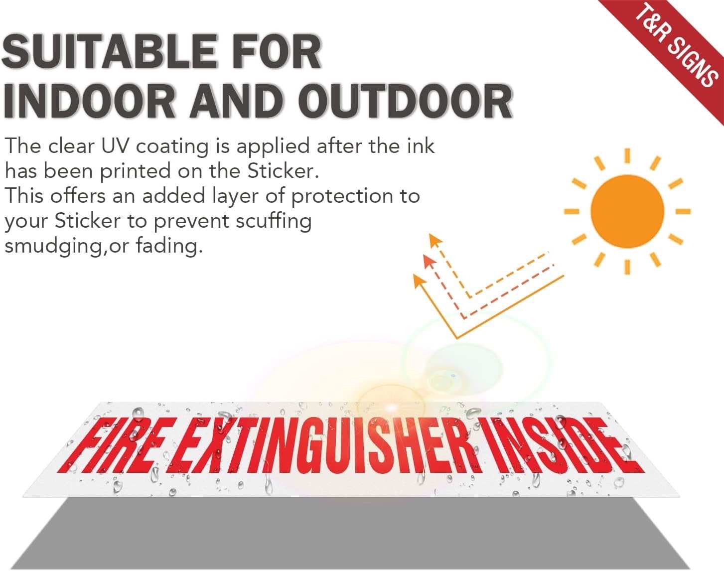 🔥🧯(TWO) “FIRE EXTINGUISHER INSIDE” 9″ x 1.7″ Self-Adhesive Vinyl Reflective