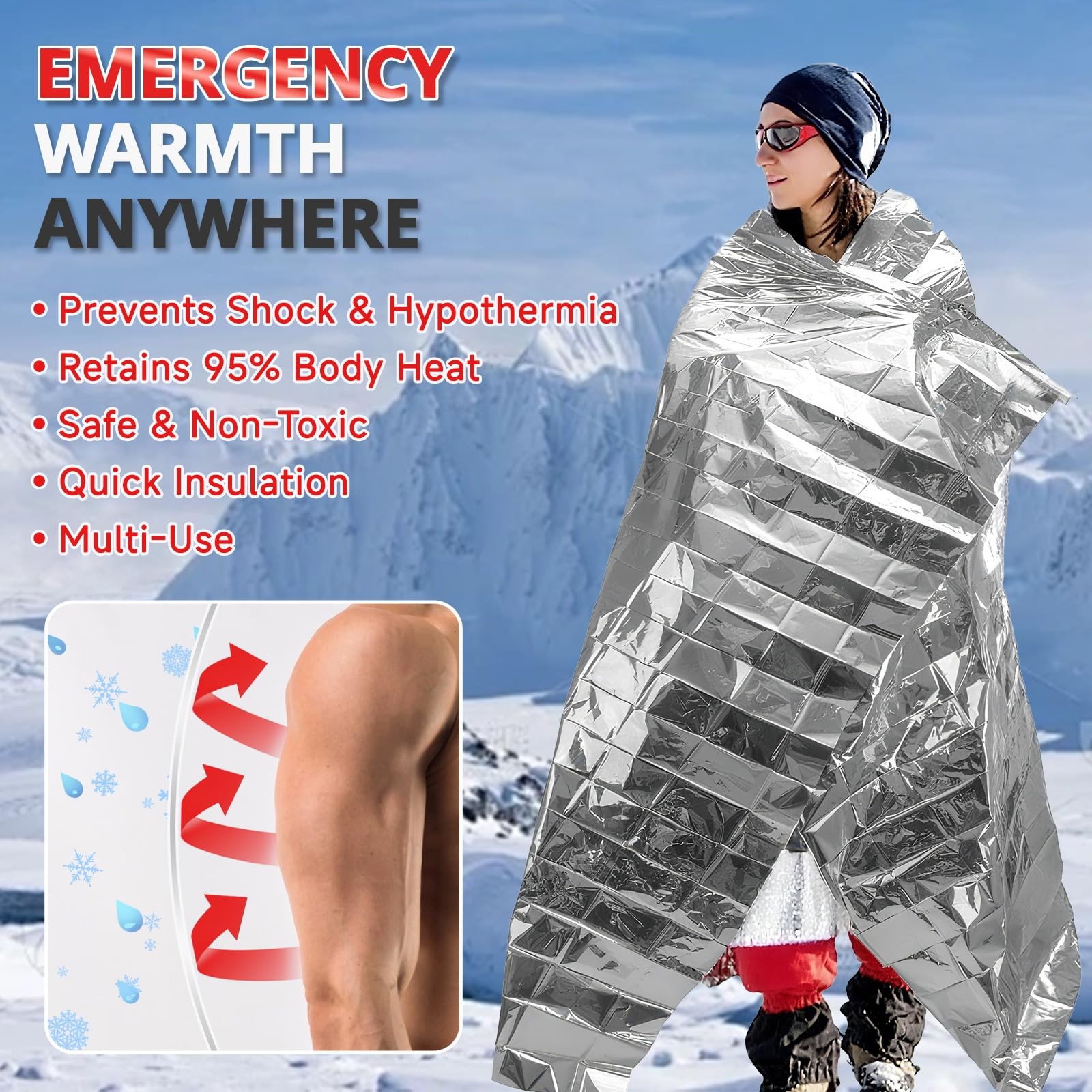 Survival Emergency Thermal Blankets: Extra Large 84” x63” 4/10/25/30/50/75/10…