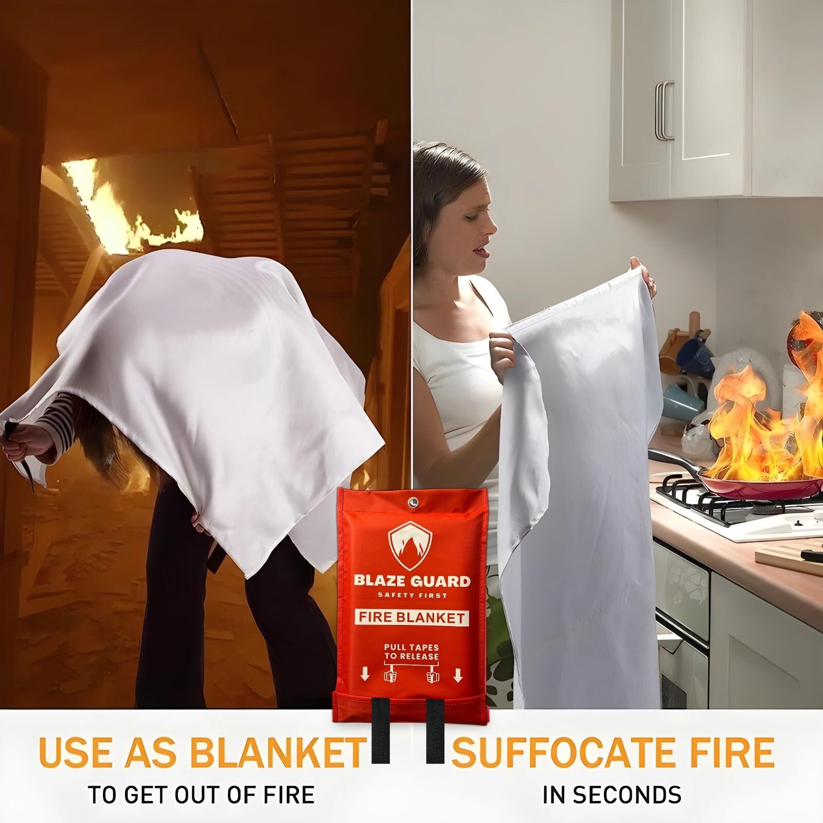 Fire Blanket 100% Fiberglass Blaze Guard Hero Home Prepared – Emergency Safety