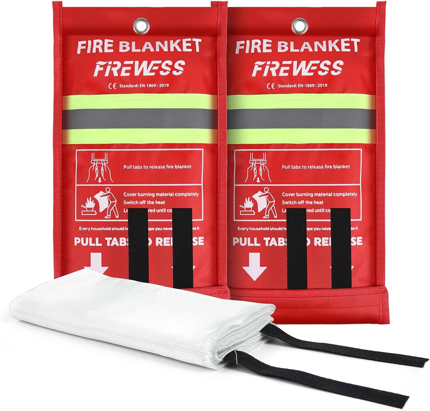 Fire Blanket 2 Pack Fiberglass Emergency Flame Retardant Kitchen Home Safety Set