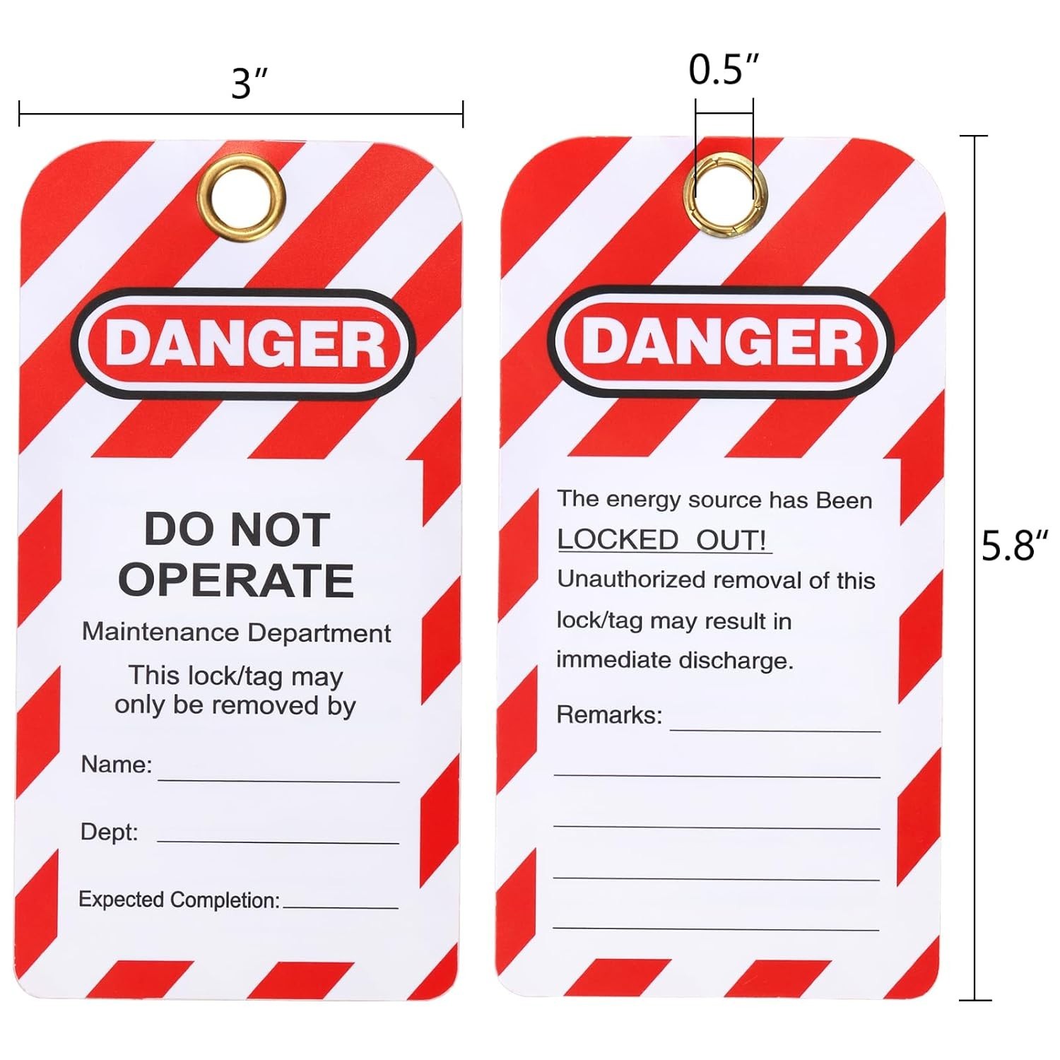 Lockout Tagout Tags Do not Operate Equipment Labels with Zip Ties OSHA, 50 Pcs