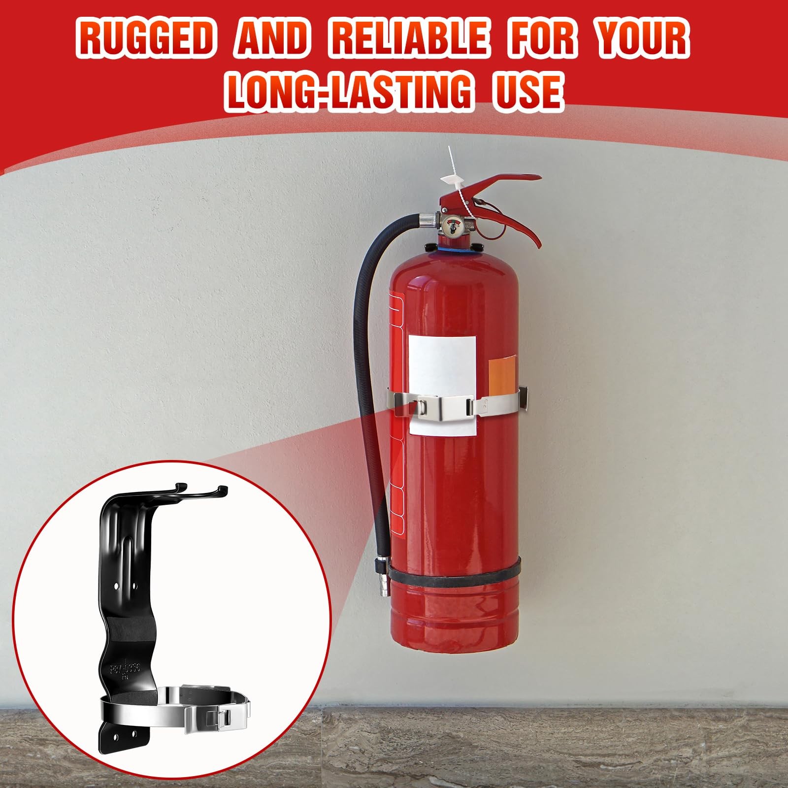 2 PCS Fire Extinguisher Bracket 5 lb Wall Mount Stainless Steel Black
