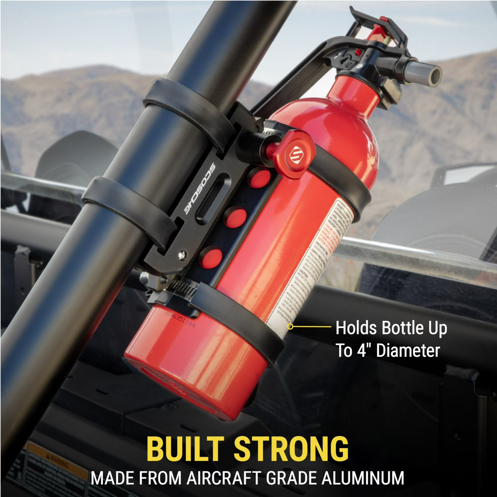 Universal Fire Extinguisher Mount, Quick Release UTV Accessories.