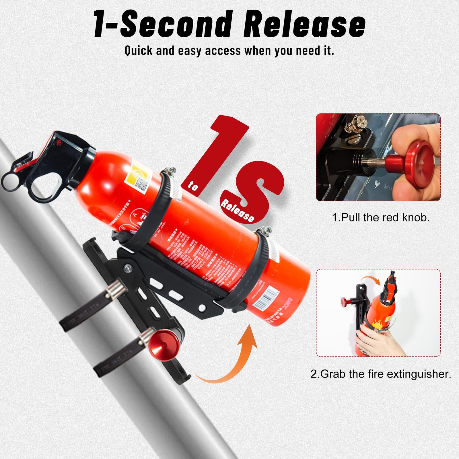 Quick Release Fire Extinguisher Mount with 10 Clamps, Universal Fit