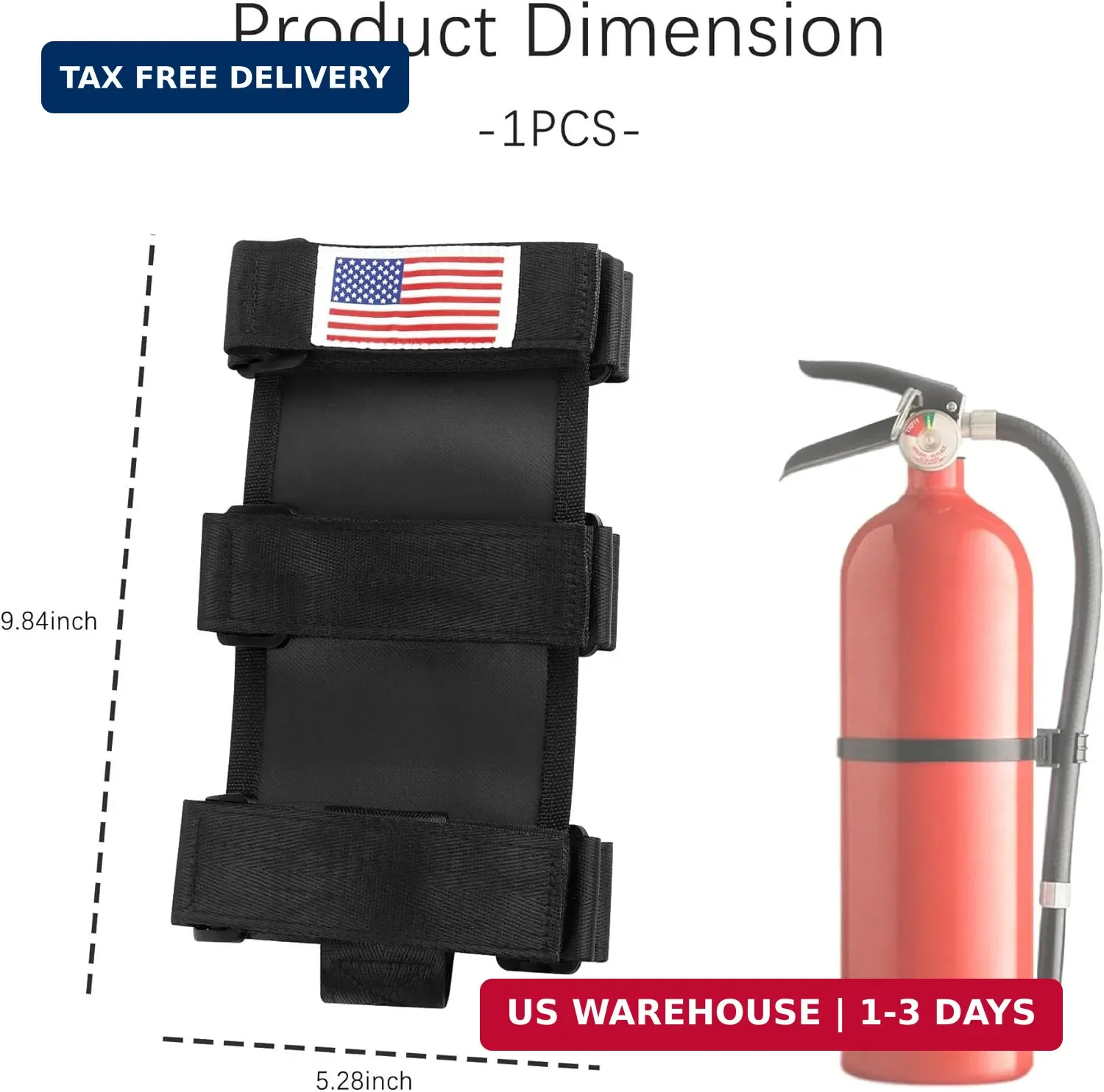 OFBAND Roll Bar Car Fire Extinguisher Mount with American Flag,Fire Extinguisher