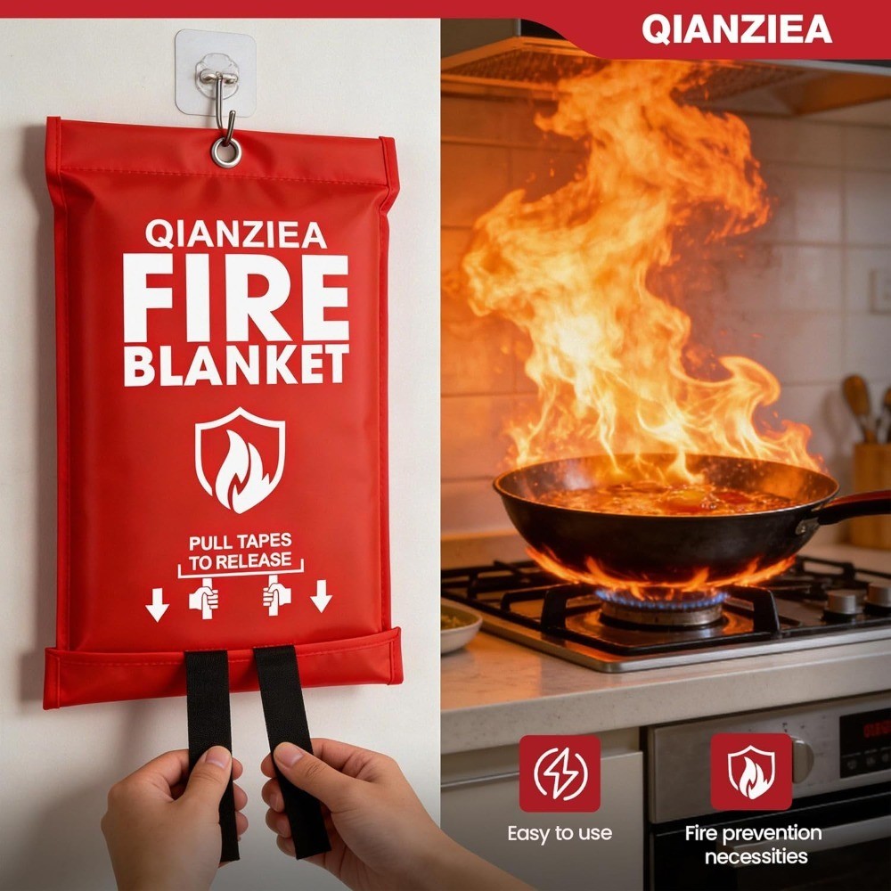 4 Pack Fire Blanket 40” x 40” – Emergency Fire Blanket for Kitchen & Home,