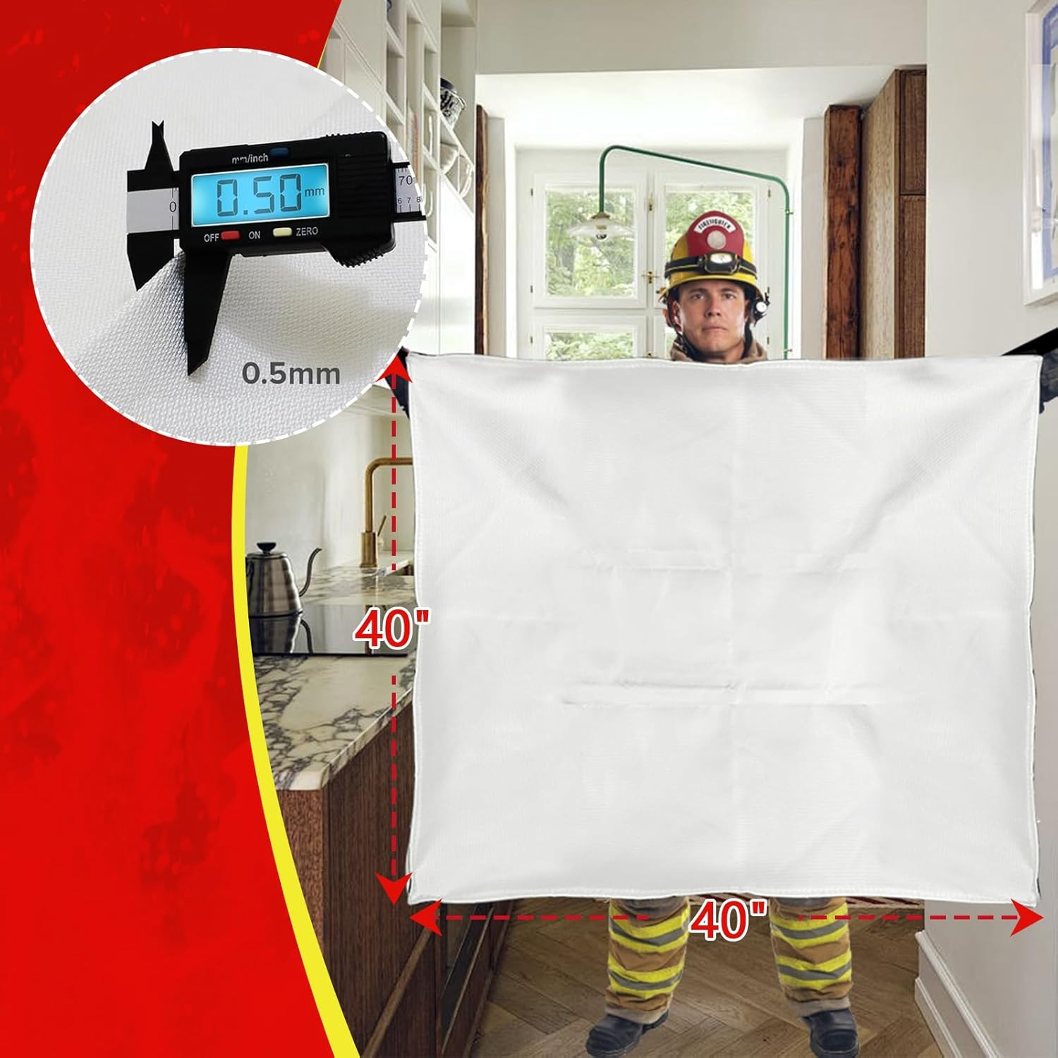 Fire Blankets for Home and Kitchen,4-Pack 40″X40″ Emergency Fire Safety Blankets