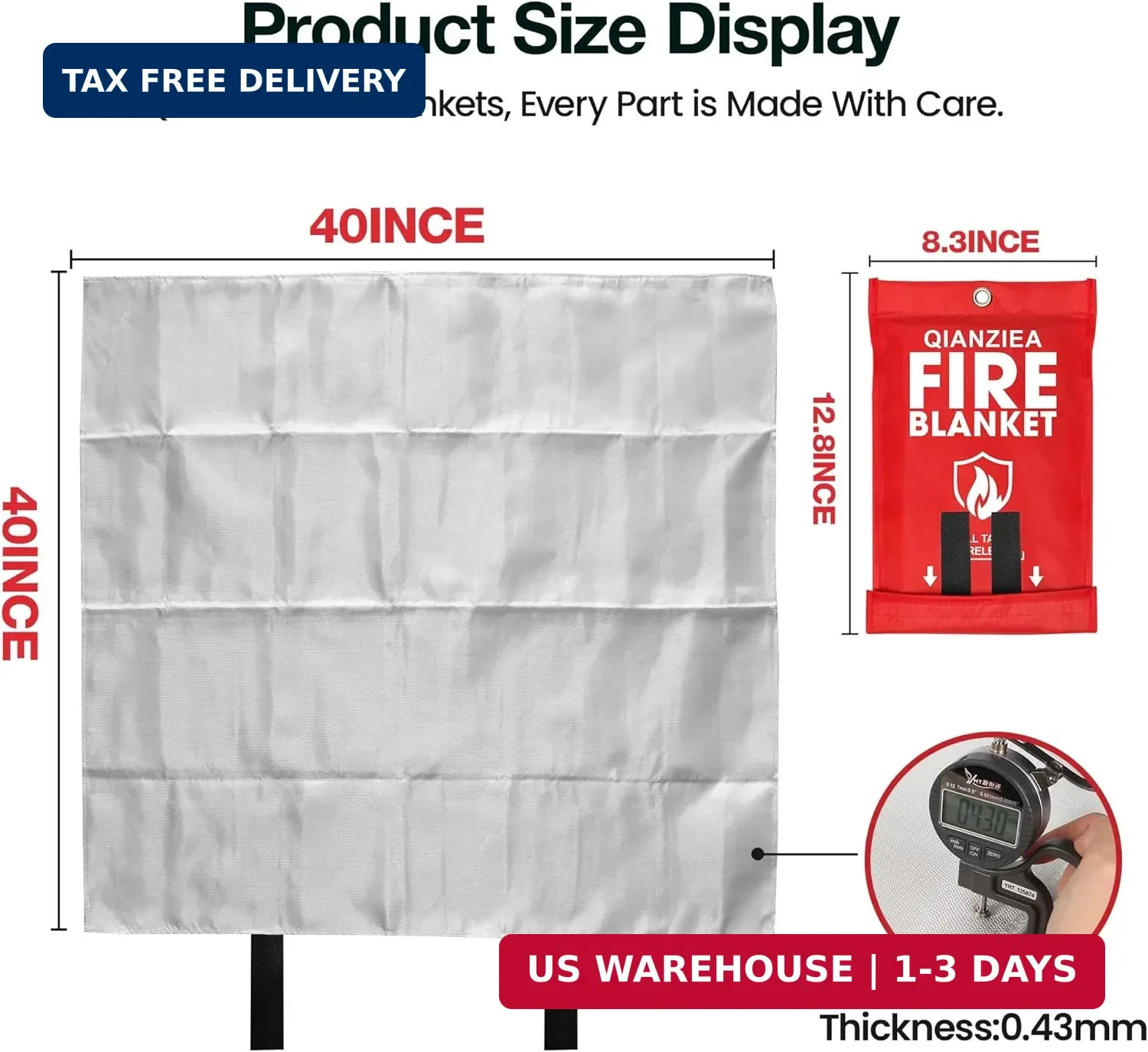 4 Pack Fire Blanket 40″ x 40″ – Emergency Fire Blanket for Kitchen & Home, Fiber